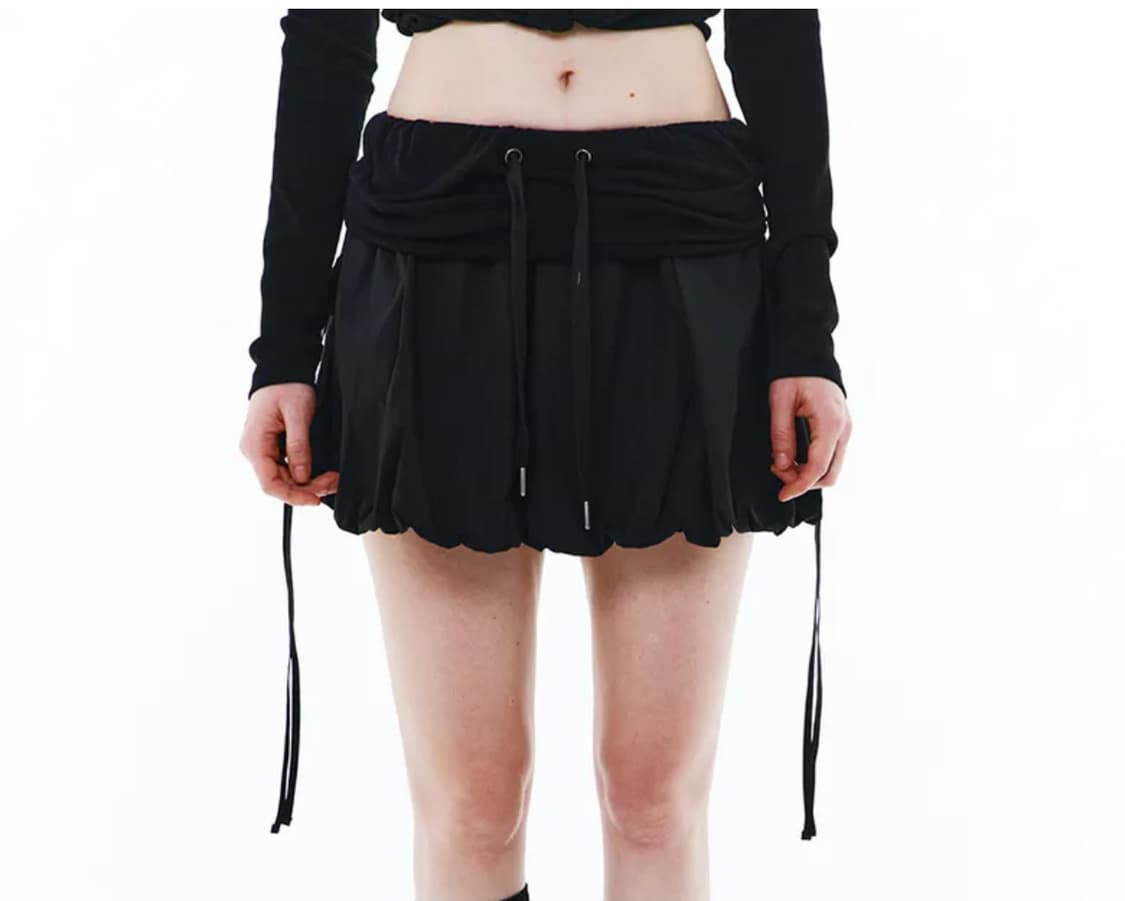 BALLOON RIBBON SHORT SKIRT BLACK 상품이미지4