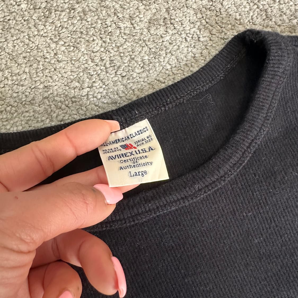 아비렉스 USA 블랙 골지 반팔티L 상품이미지2