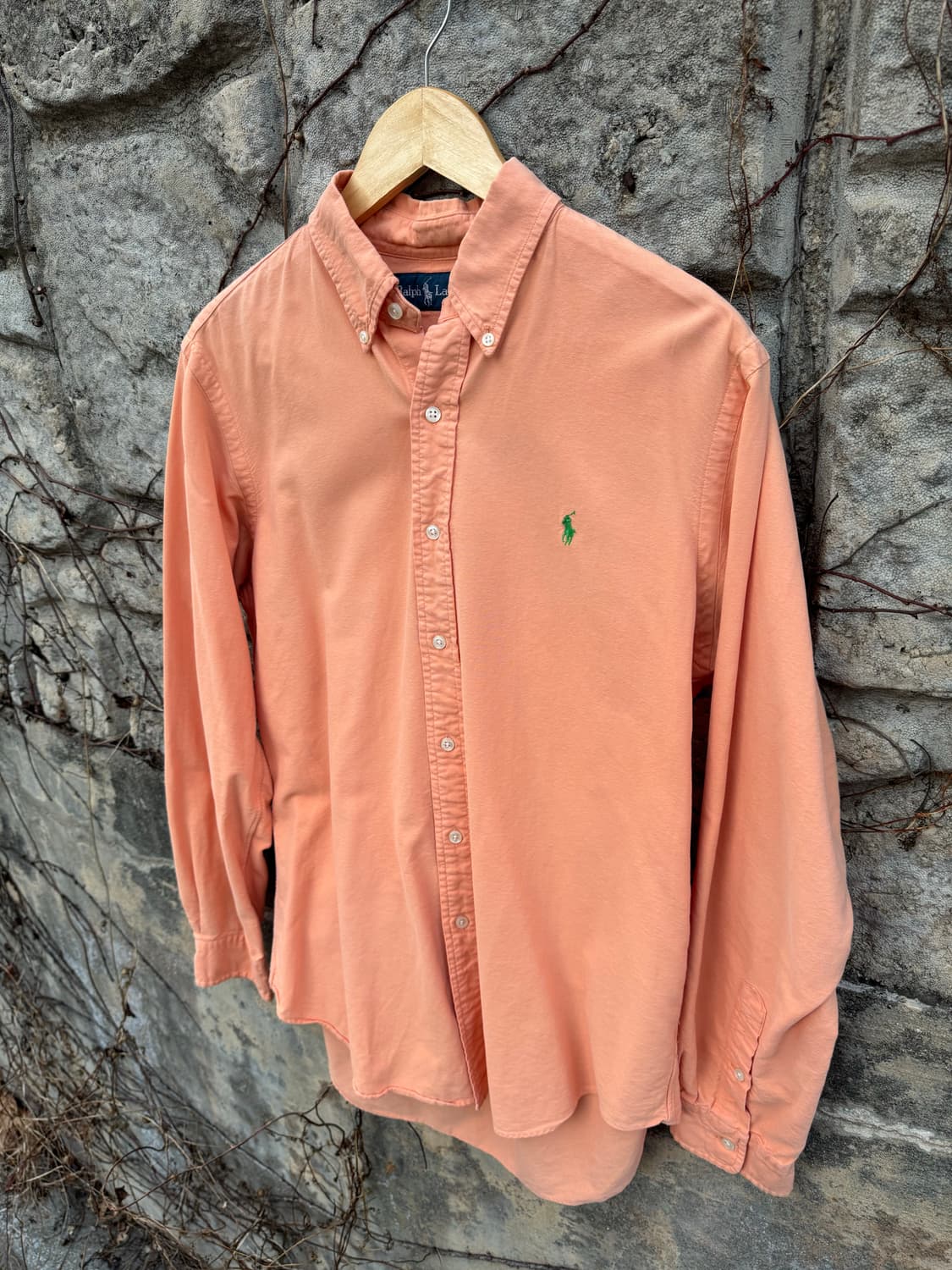 폴로 랄프로렌 빈티지 페이딩 코튼 부드러운 셔츠 오렌지 m 상품이미지3