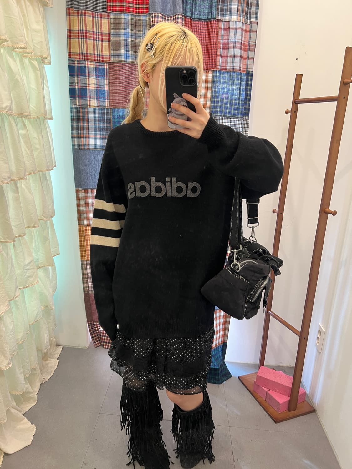 아디다스 로고 블랙 니트  상품이미지1