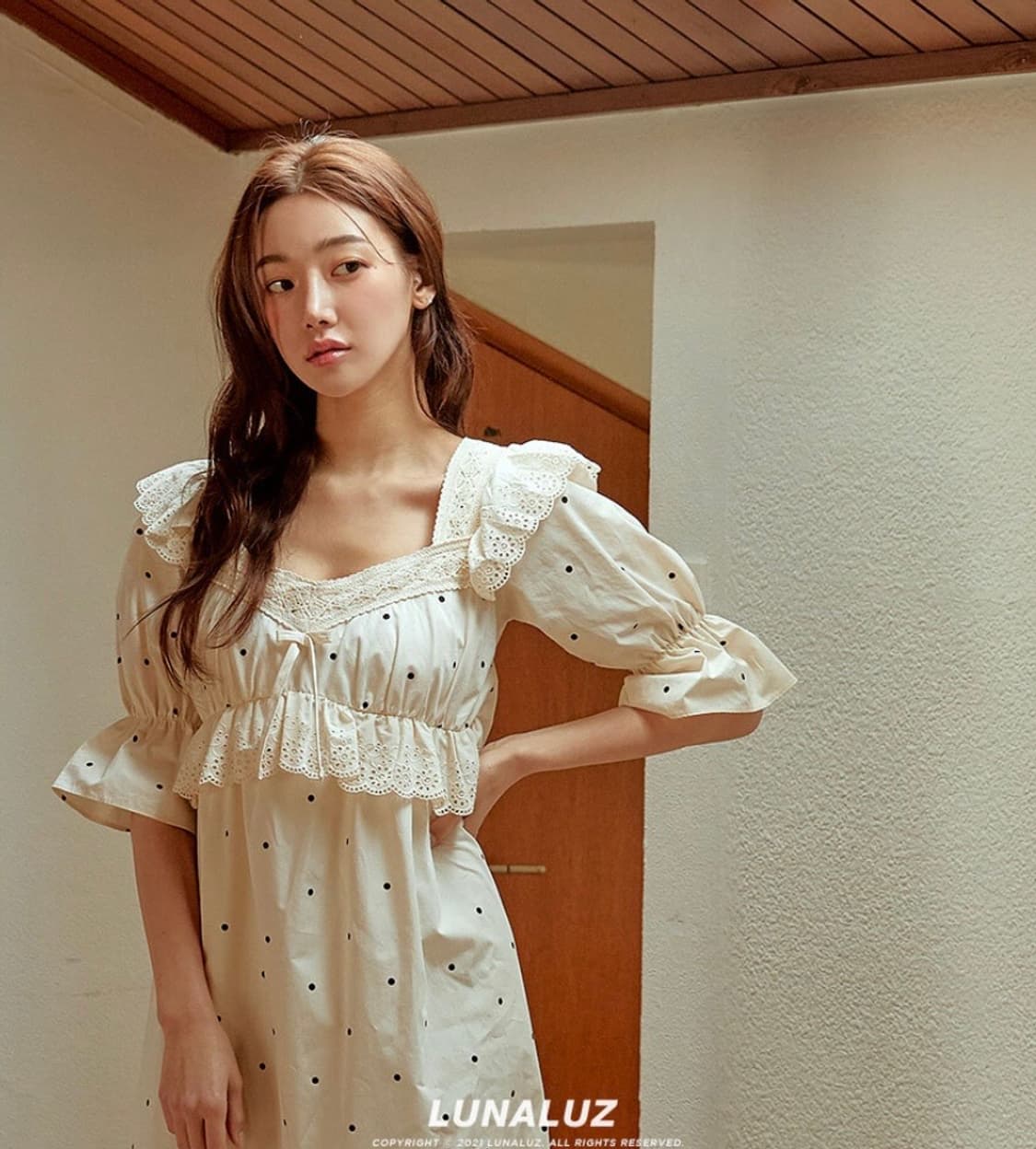 루나루즈 고밀도 코튼 원피스 파자마 새상품 상품이미지5