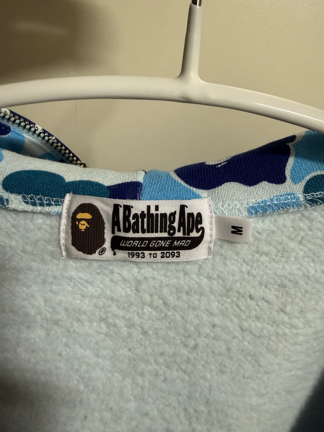 (정품) 실사O BAPE 베이프 ABC 카모 샤크 후드 후드집업 블루 M 상품이미지2