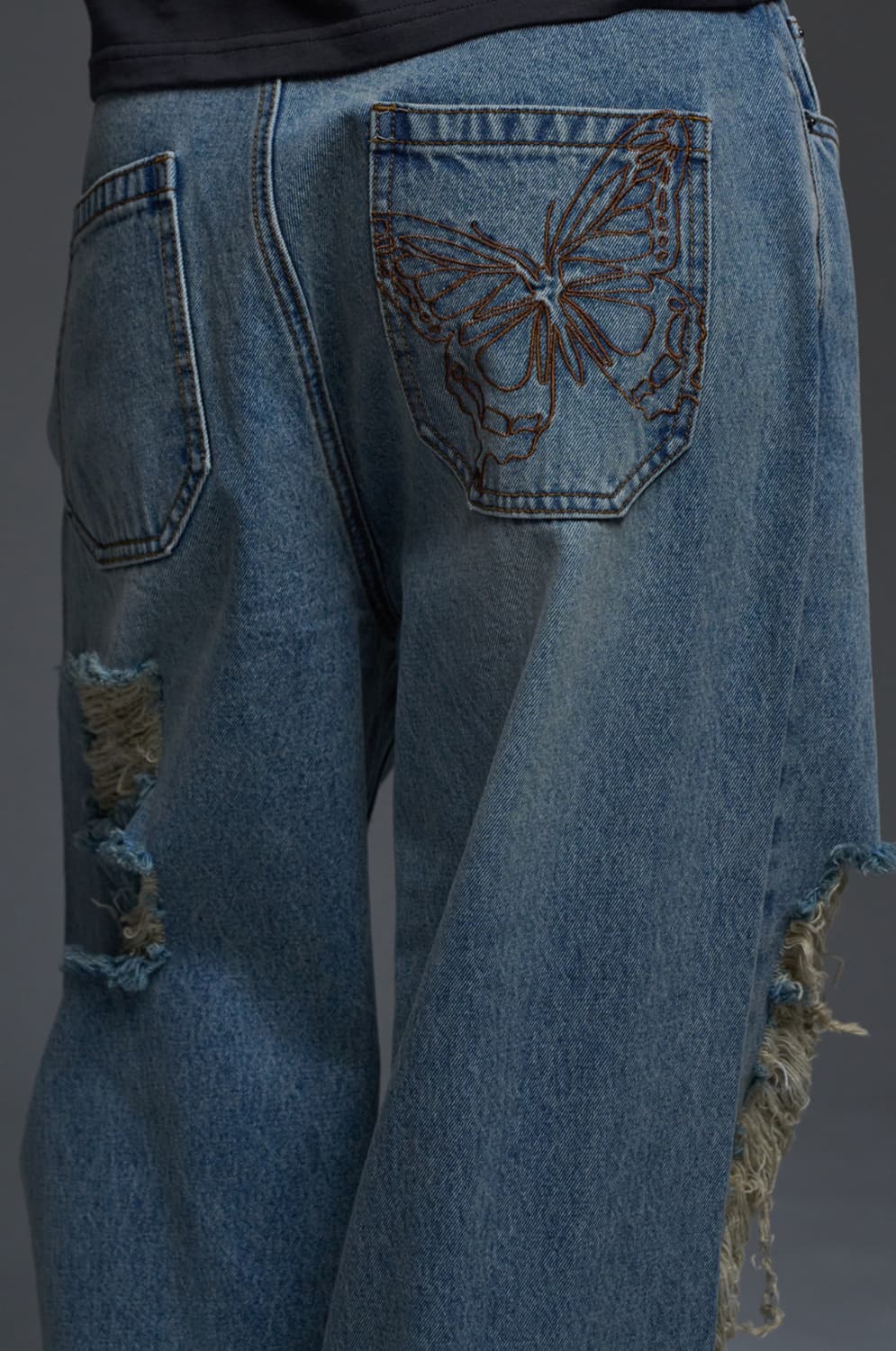 팬시클럽 DESTROYED WIDE DENIM PANTS 상품이미지2