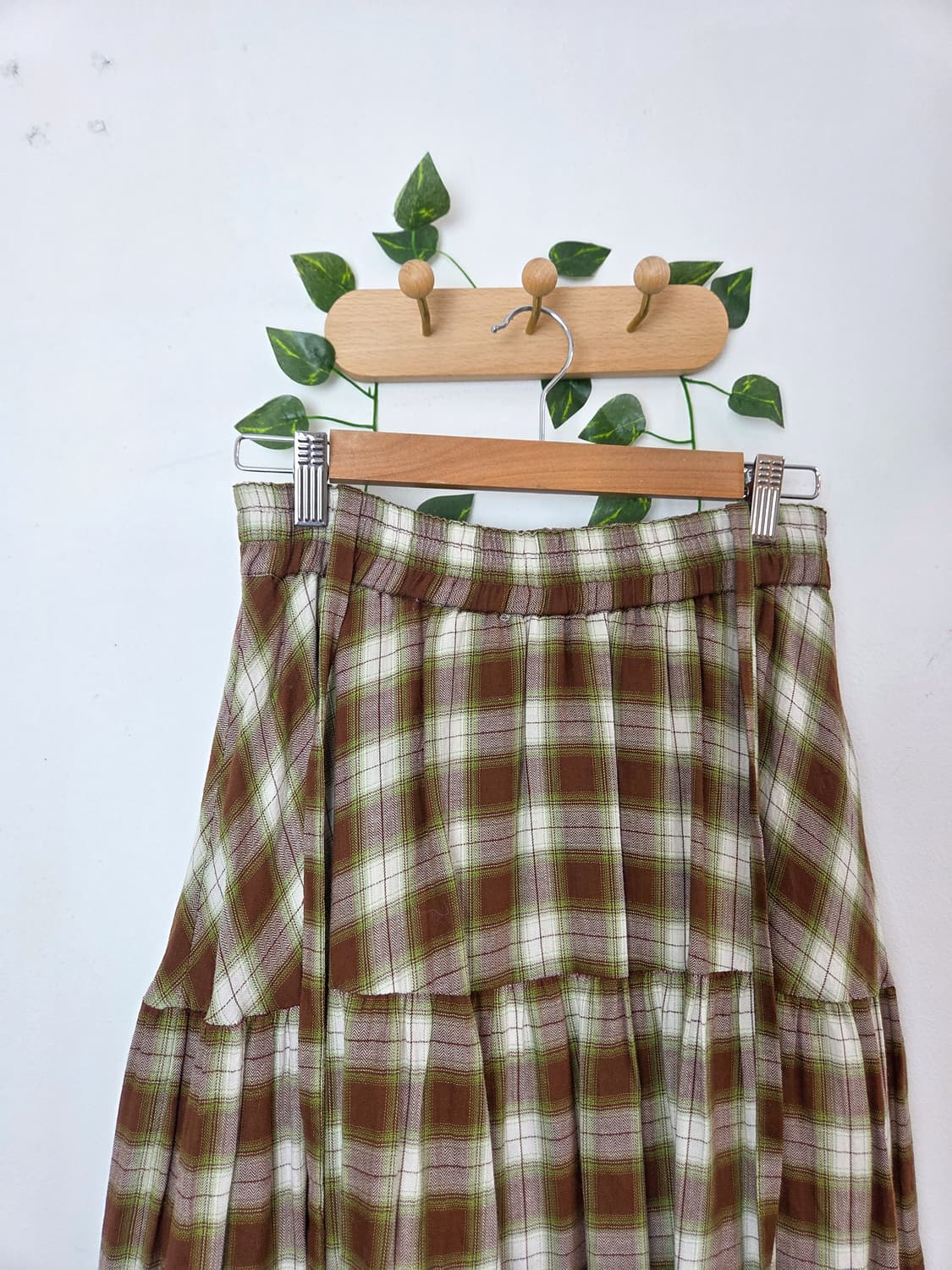 말차초코 체크 캉캉 롱스커트 상품이미지2