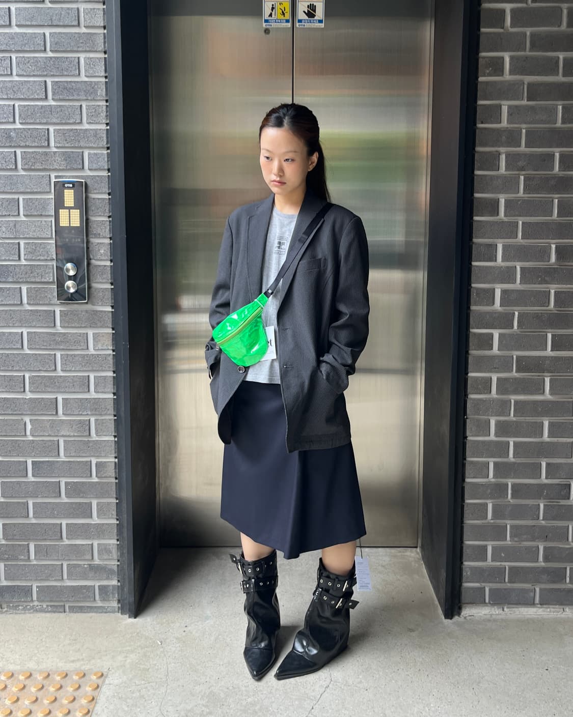 Jil Sander 질샌더 슬릿 스커트 네이비 상품이미지5