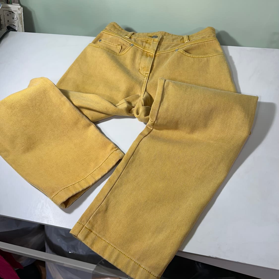M 시스템 빈티지 머스타드워시드 보이핏 데님팬츠 상품이미지6