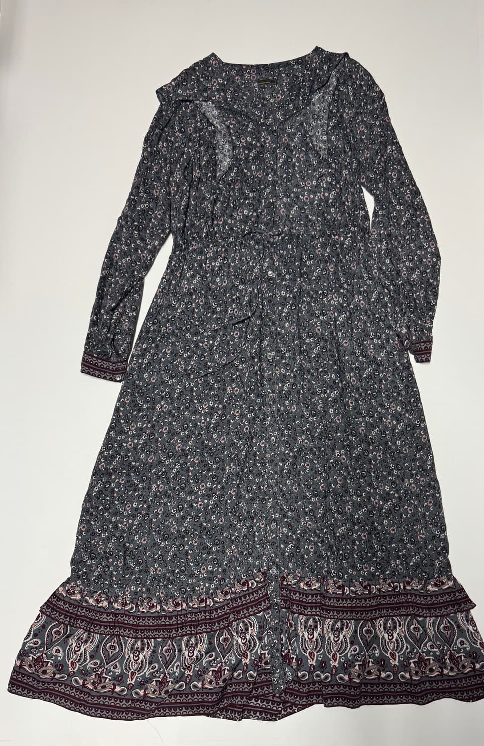 여성 써스데이아일랜드 보더 믹스 슬림 롱 원피스 상품이미지1