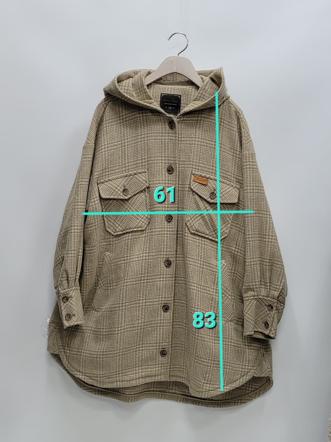 써스데이아일랜드 오버핏 셔츠형 울 후드 아우터 / 여 S (85-160) 상품이미지10