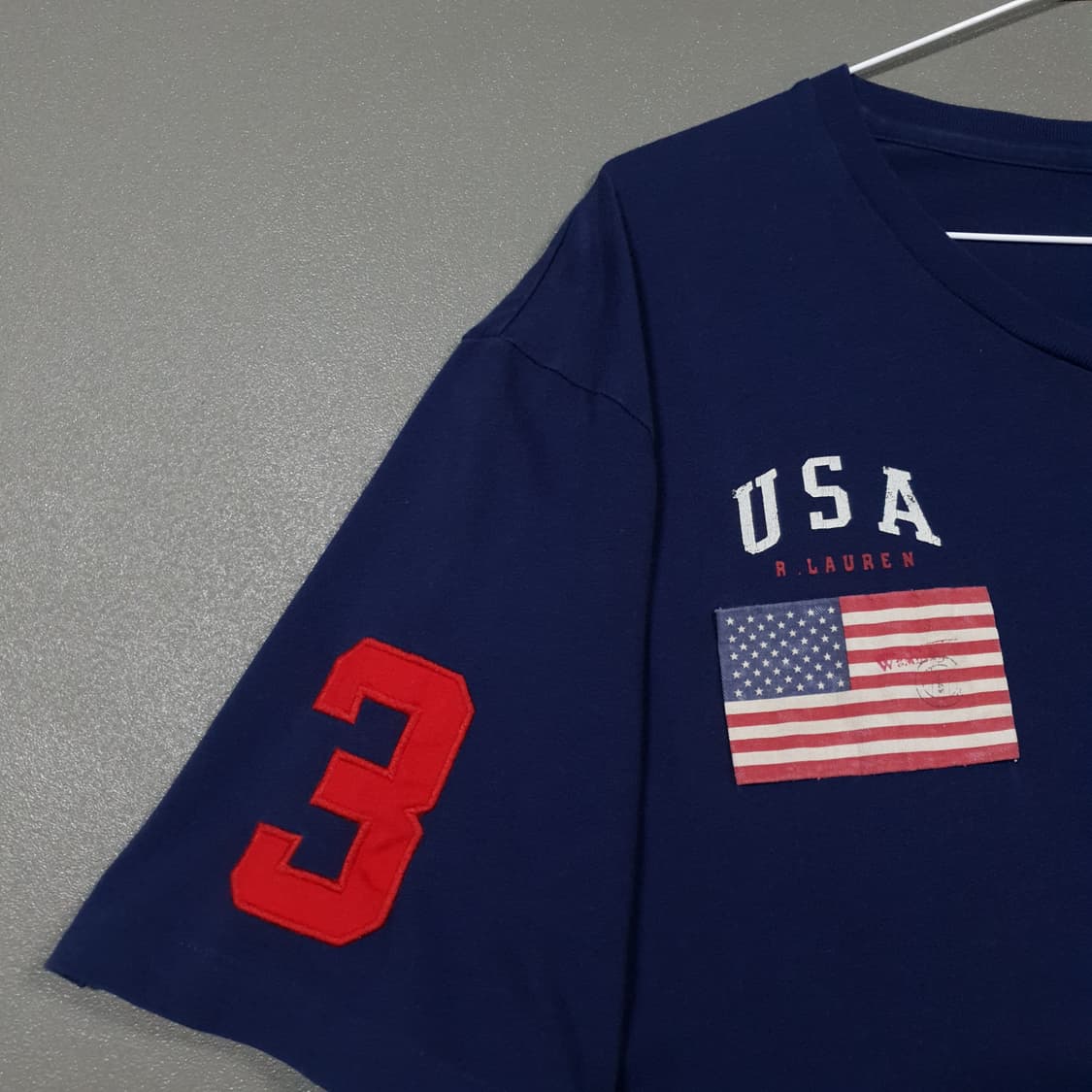 XL) 폴로랄프로렌 USA 성조기 빅포니 라운드 반팔 티셔츠 커스텀핏 상품이미지4