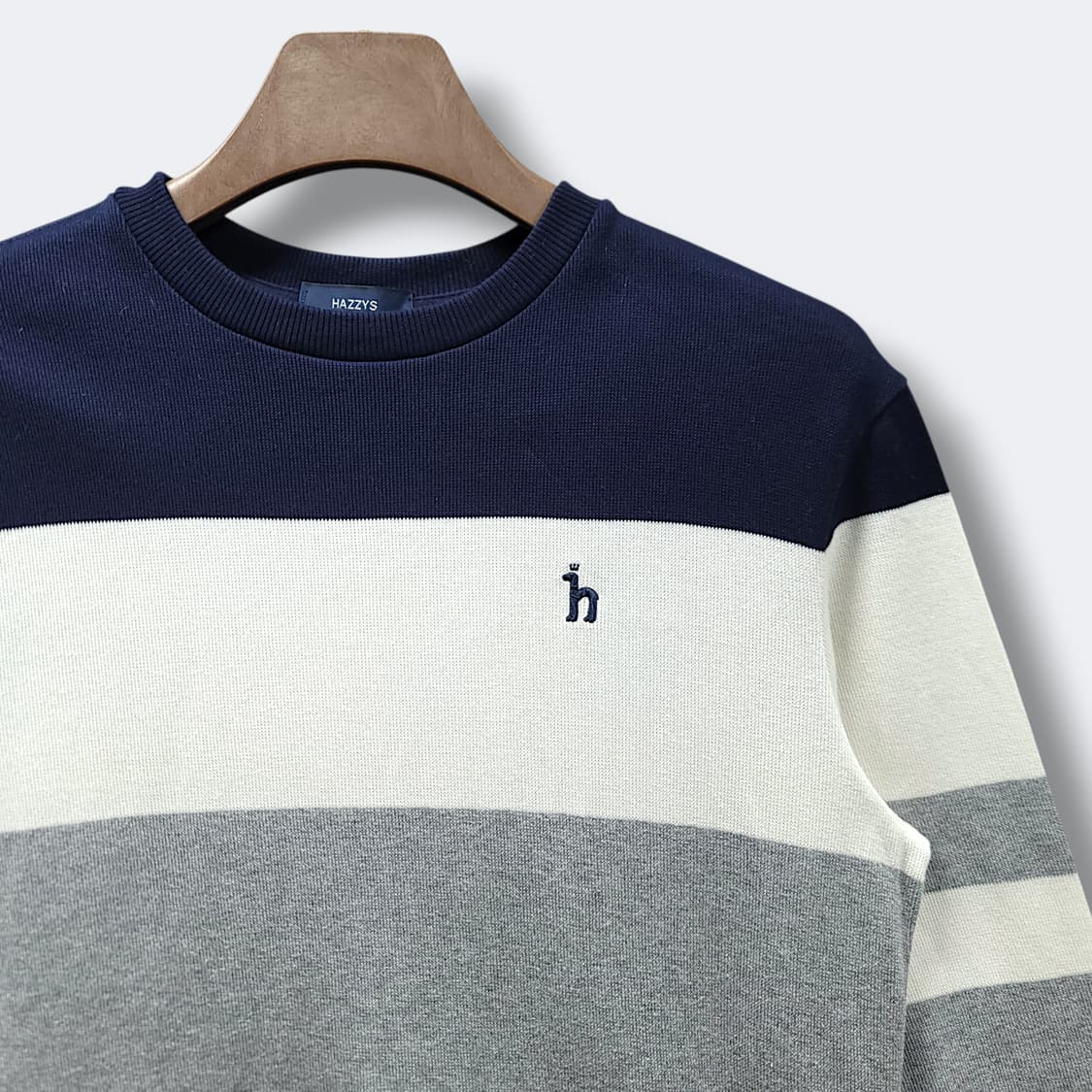 [95] 헤지스 컬러블록 스트라이프 코튼 니트 맨투맨 상품이미지4