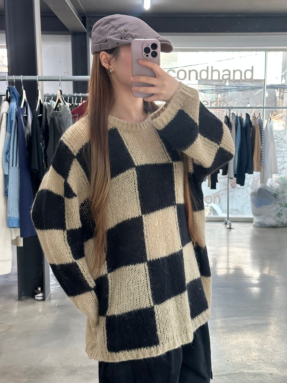 더오픈프로덕트 체커보드 울 니트 상품이미지3