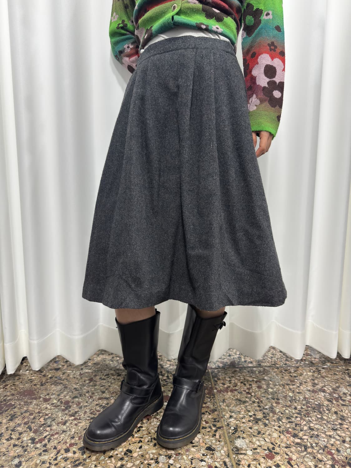 wool gray midi skirt 상품이미지1