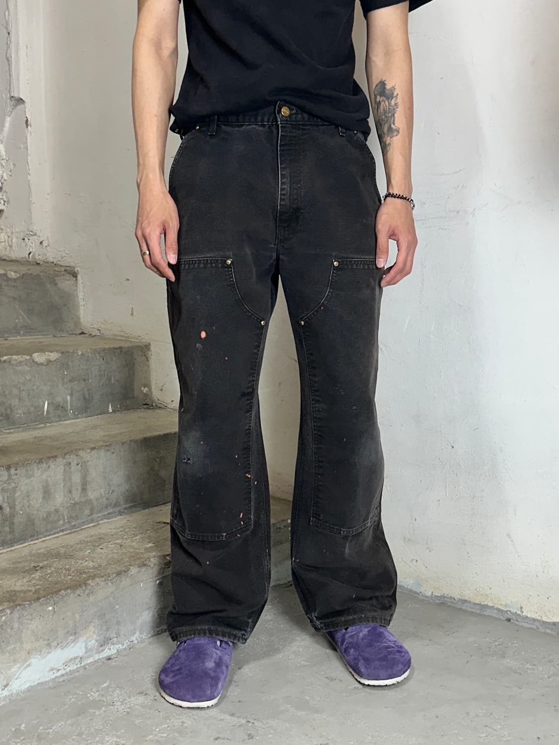 OG 칼하트 더블니 블랙 칼하트 B01 썩블니 하드페이딩 상품이미지10