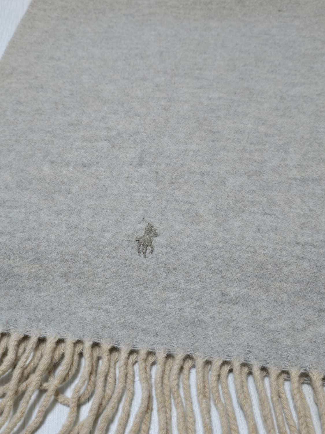 폴로 랄프로렌 베이지 배색 울100 머플러 상품이미지4