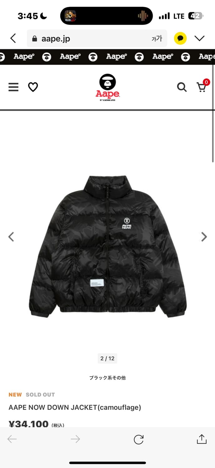 에이프 패딩 M 상품이미지3