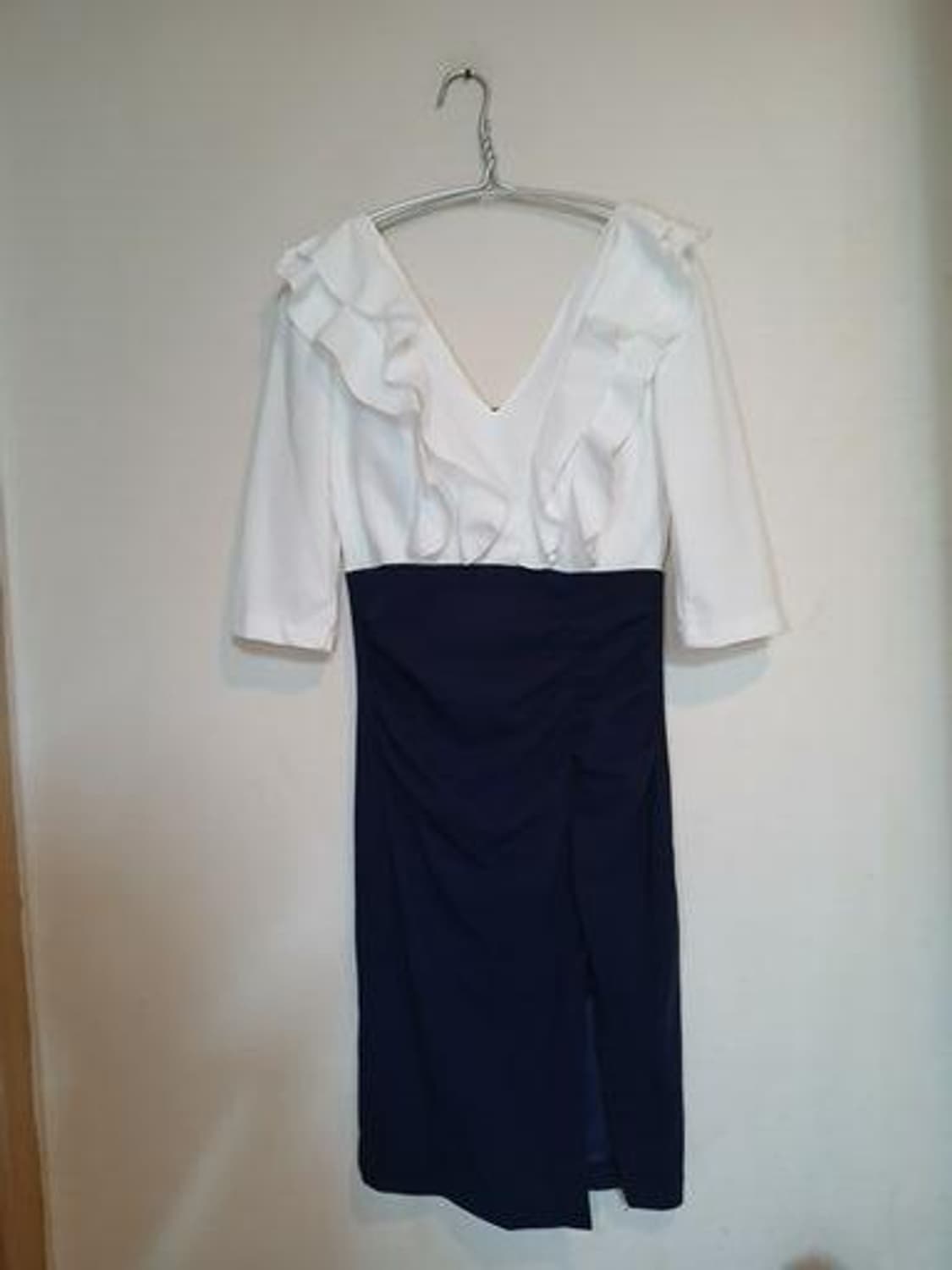 나롱쥐 배색 프릴 슬릿 스커트 섹시 홀복 원피스 러플 드레스 하객 데이트 상품이미지1