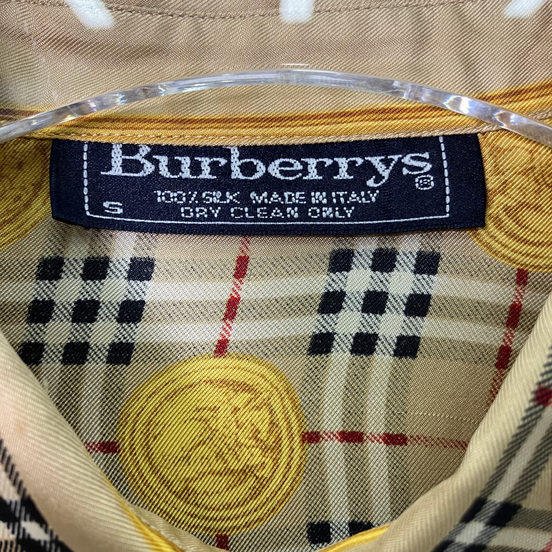 버버리 빈티지 노바 체크 실크 셔츠 S 상품이미지3