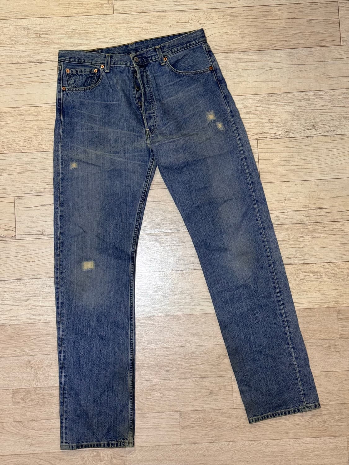 (33-34)유럽 리바이스 501 워싱 데님 lvc 데미지패치 상품이미지1