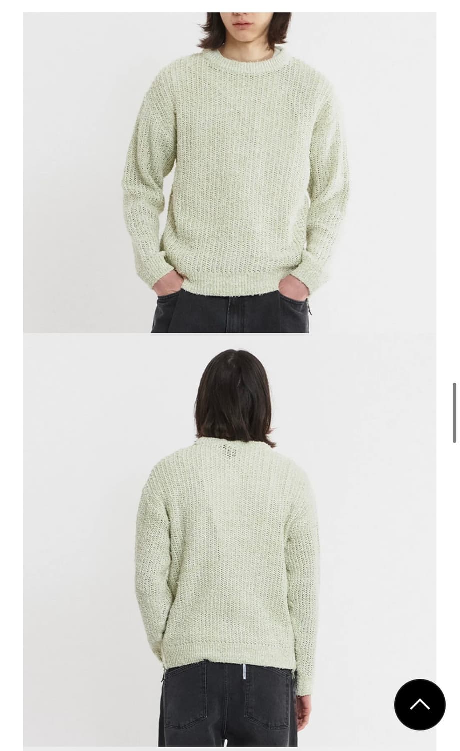 언어펙티드 오버핏 크루넥 니트 라임 멜란지 (사이드 지퍼) 상품이미지4