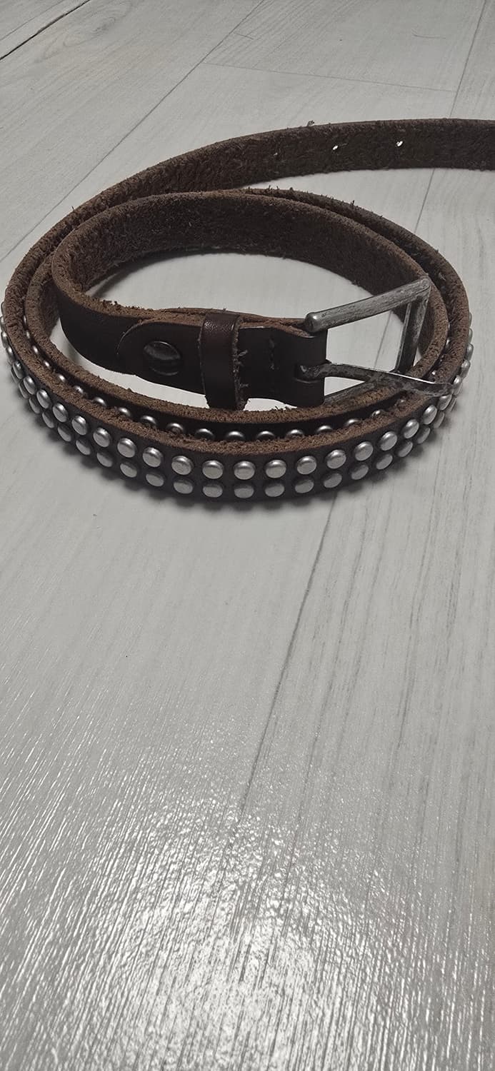 슬림 스터드 브라운 레더벨트 상품이미지2