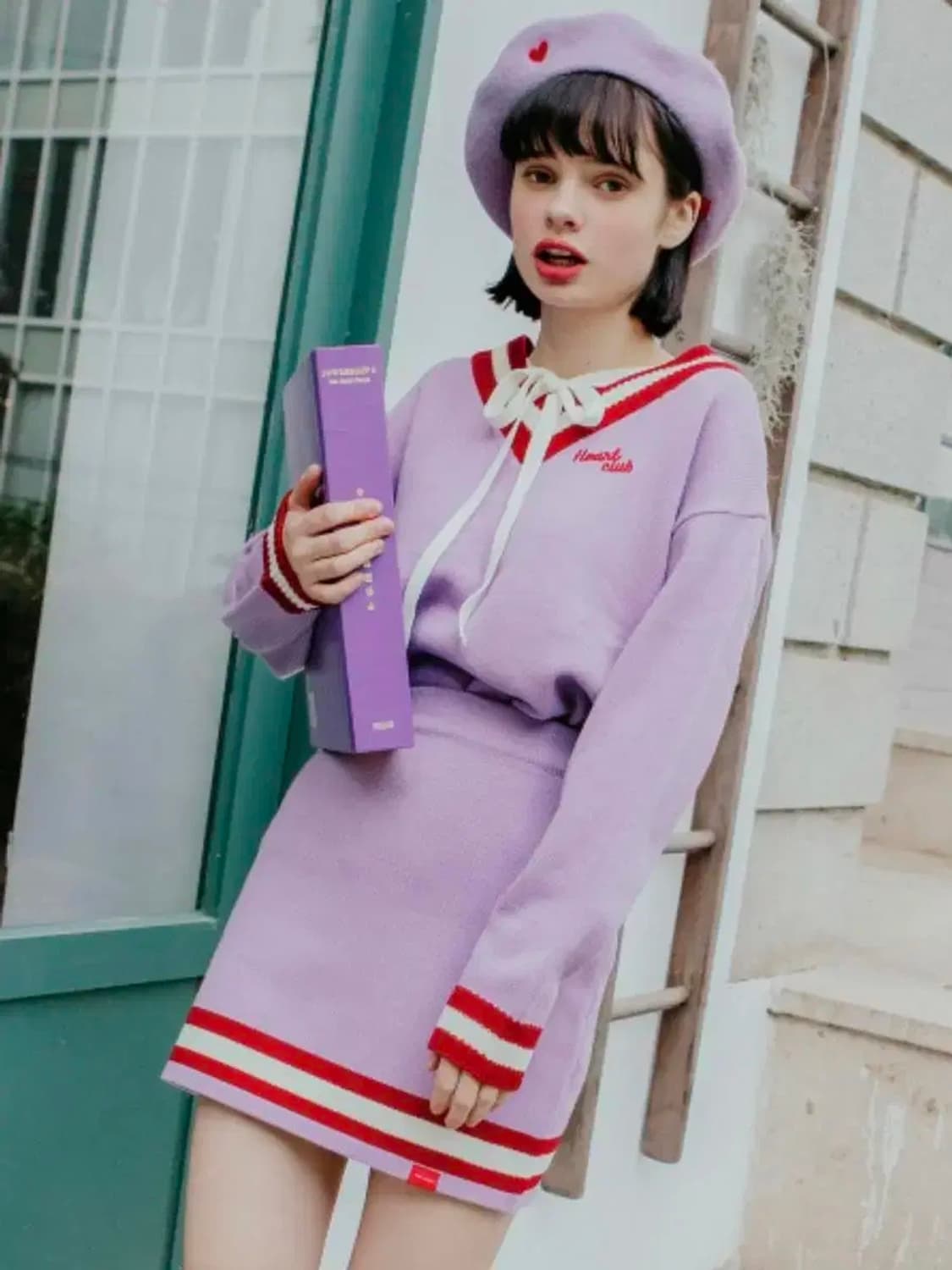 급처) 하트클럽 니트 투피스 리본 데일리 상품이미지3