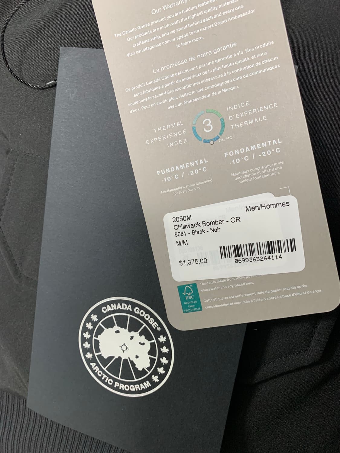 캐나다구스 25FW 칠리왁 봄버 패딩 점퍼 블랙 M(100~105) 상품이미지2