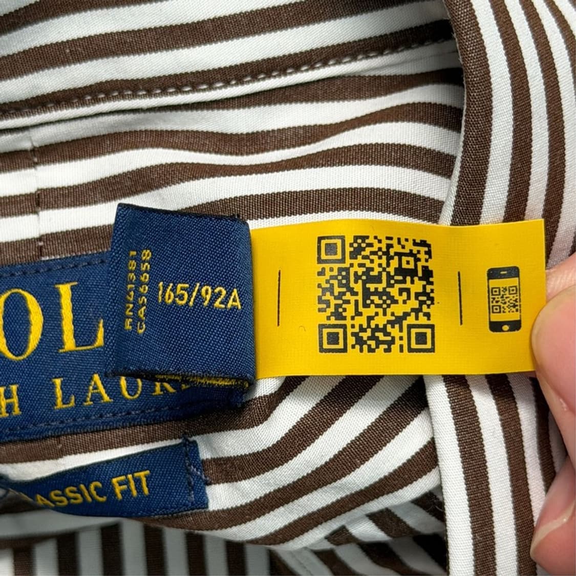 폴로랄프로렌  클래식핏 스트라이프 셔츠 화이트&브라운 S 상품이미지5