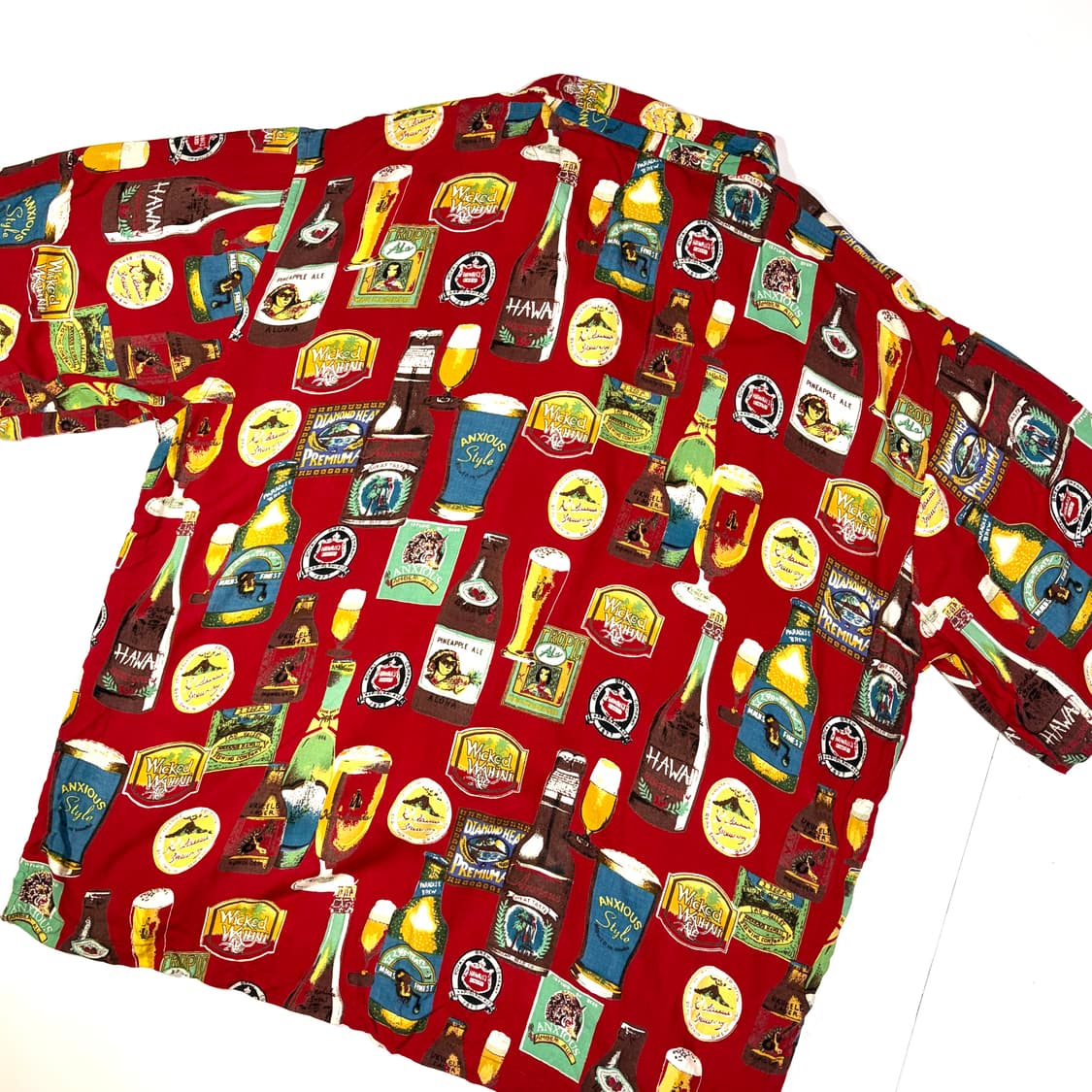 Anxious 레드 바틀 패턴 하와이안 셔츠 XL 상품이미지7