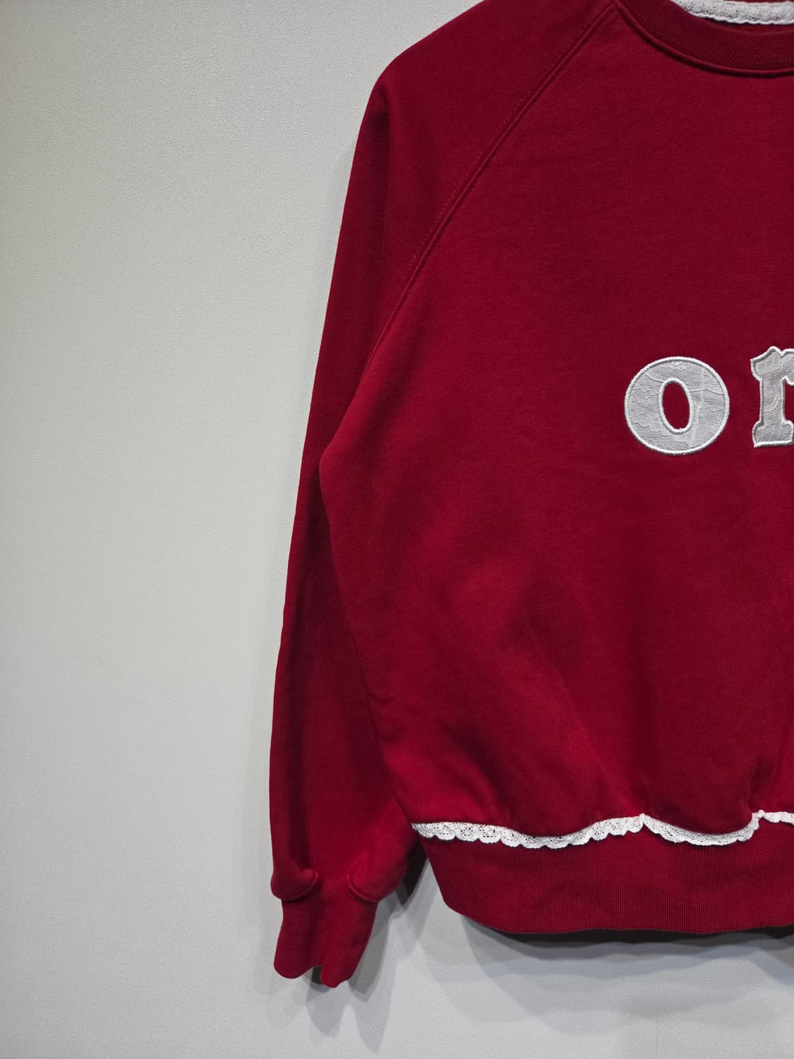 ORO(오로) 레터링 레이스 포인트 맨투맨 상품이미지4