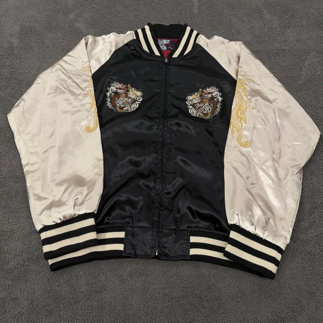 [ XL ] Jpn 일본 빈티지 y2k 오리엔탈 용 자수 스카잔 자켓 상품이미지2