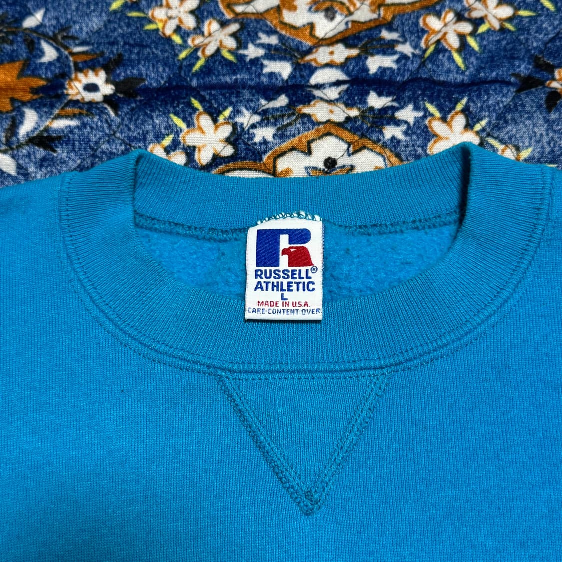 빈티지 90s USA 러셀 블랭크 에메랄드 스웻셔츠 상품이미지3