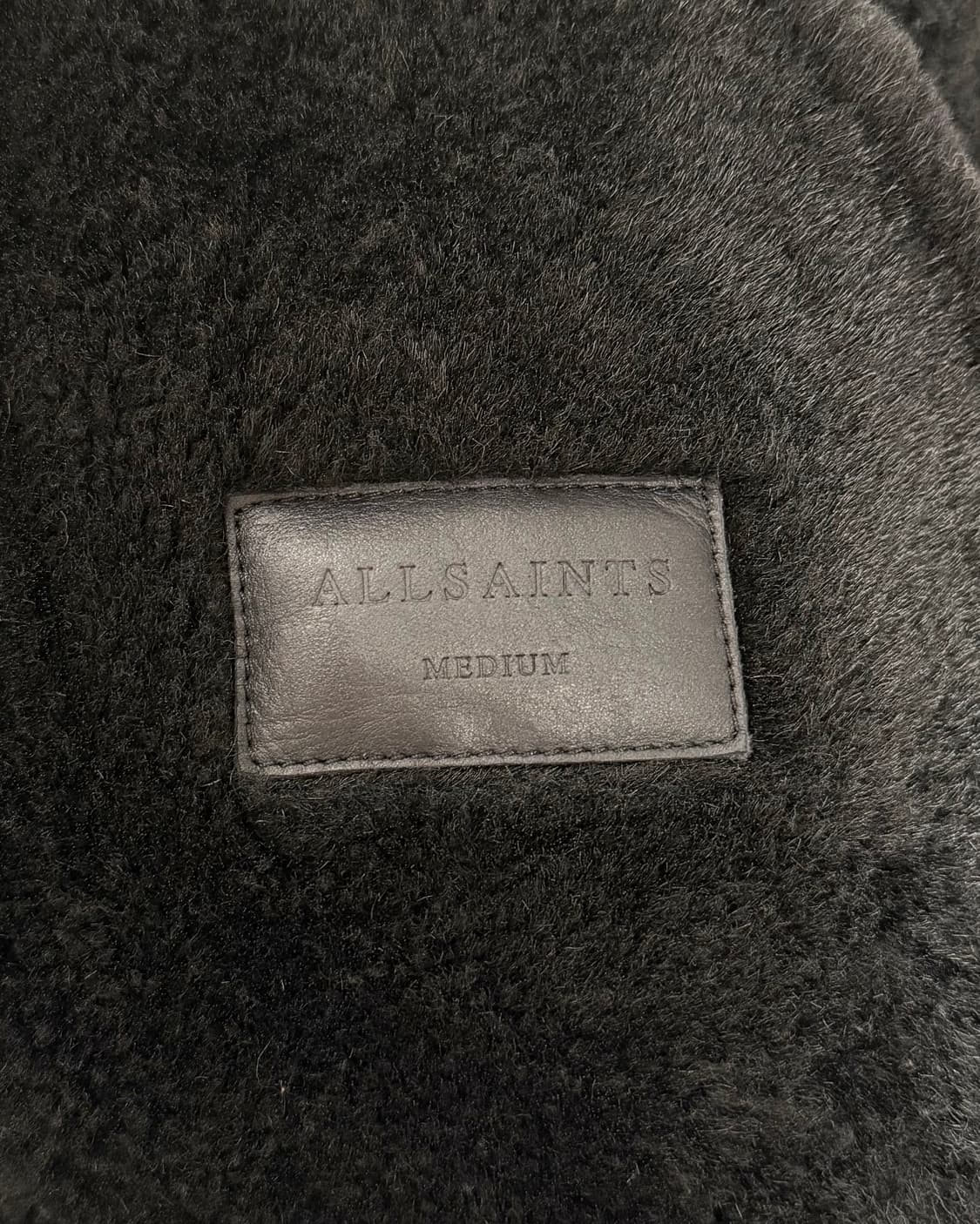 올세인츠 블랙 시어링 벨티드 라이더 무스탕 자켓 상품이미지8