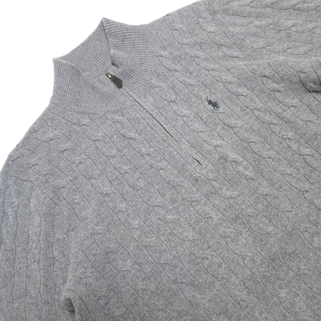 폴로 랄프로렌 울 캐시미어 꽈배기 하프집업 니트 상품이미지4