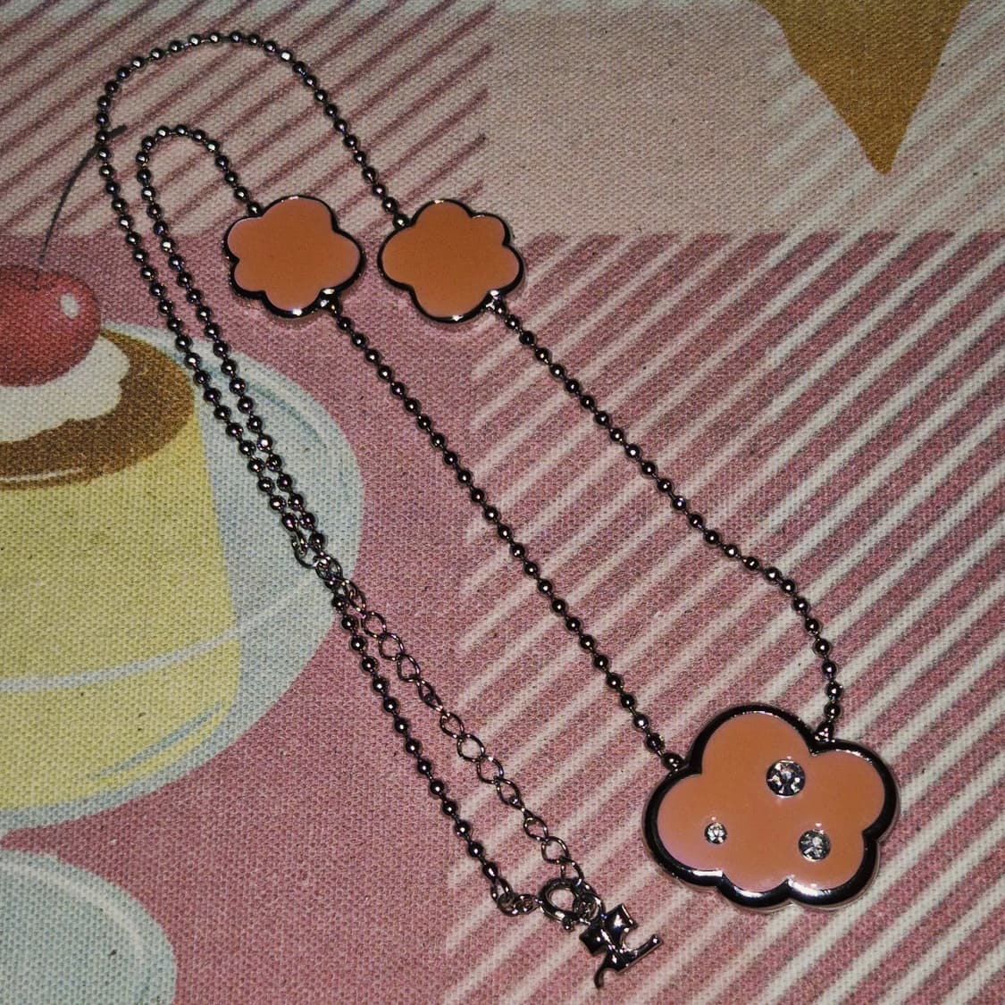 00s 프랑스 꾸레쥬 코랄 큐빅 구름 목걸이 상품이미지9