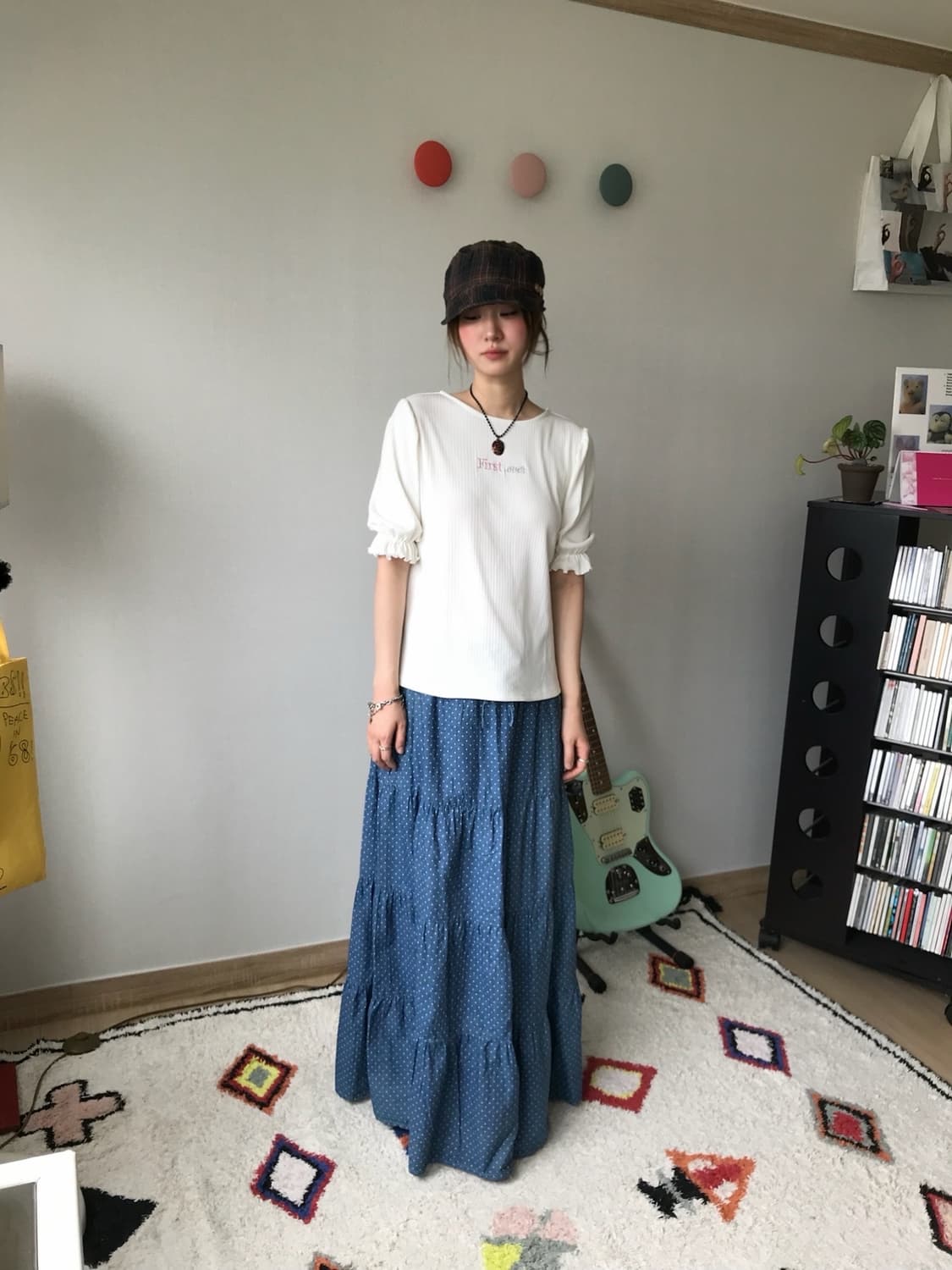 dot blue maxi skirt 상품이미지2
