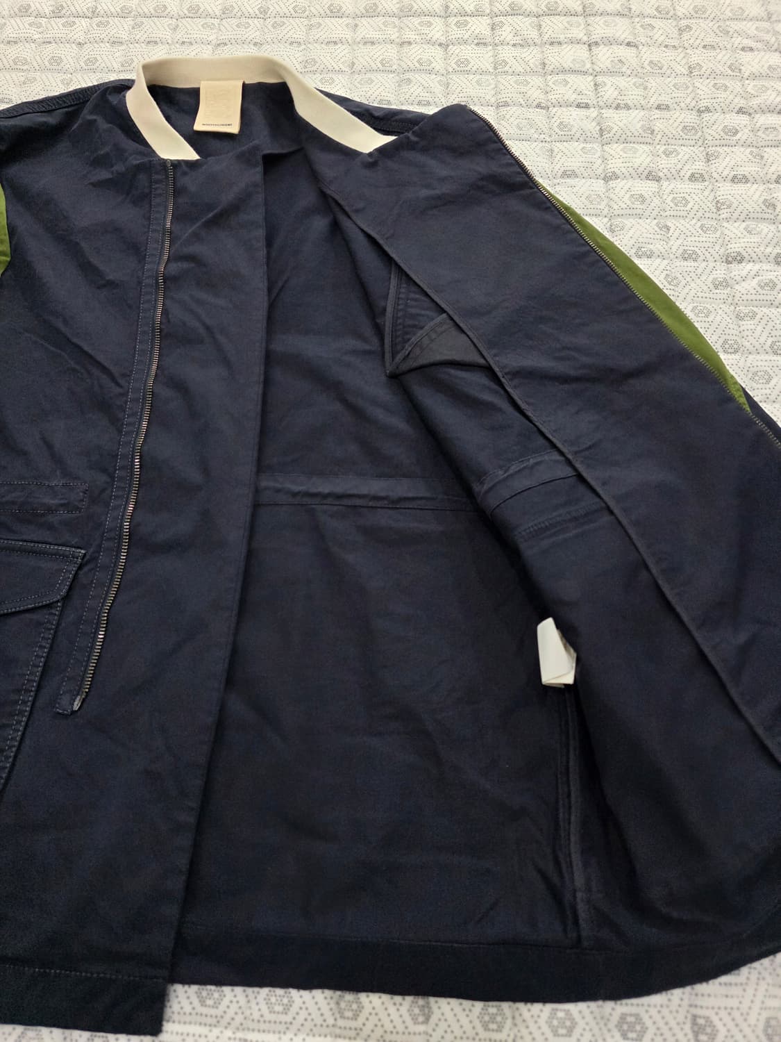 우영미 네이비/그린 배색 블루종 자켓 100 상품이미지6