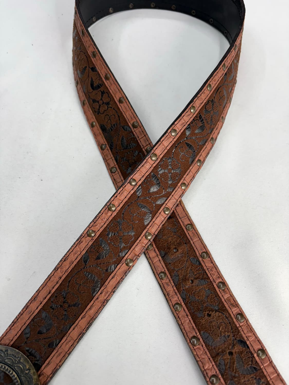 빈티지 웨스턴 오리엔탈 큐빅 레더 버클 벨트 상품이미지5
