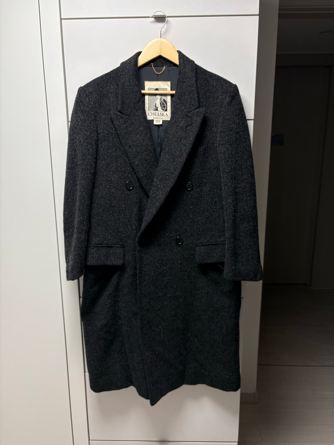 빈티지 모헤어 더블 코트 챠콜 100사이즈 상품이미지1