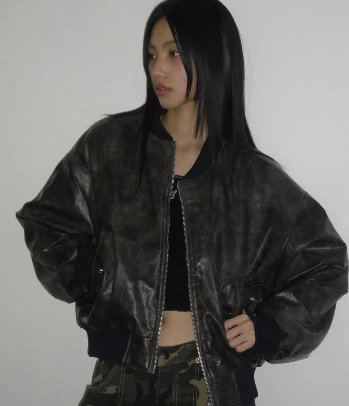 (팬시클럽 퀄팅 리버시블 엠보 점퍼 블랙 상품이미지1