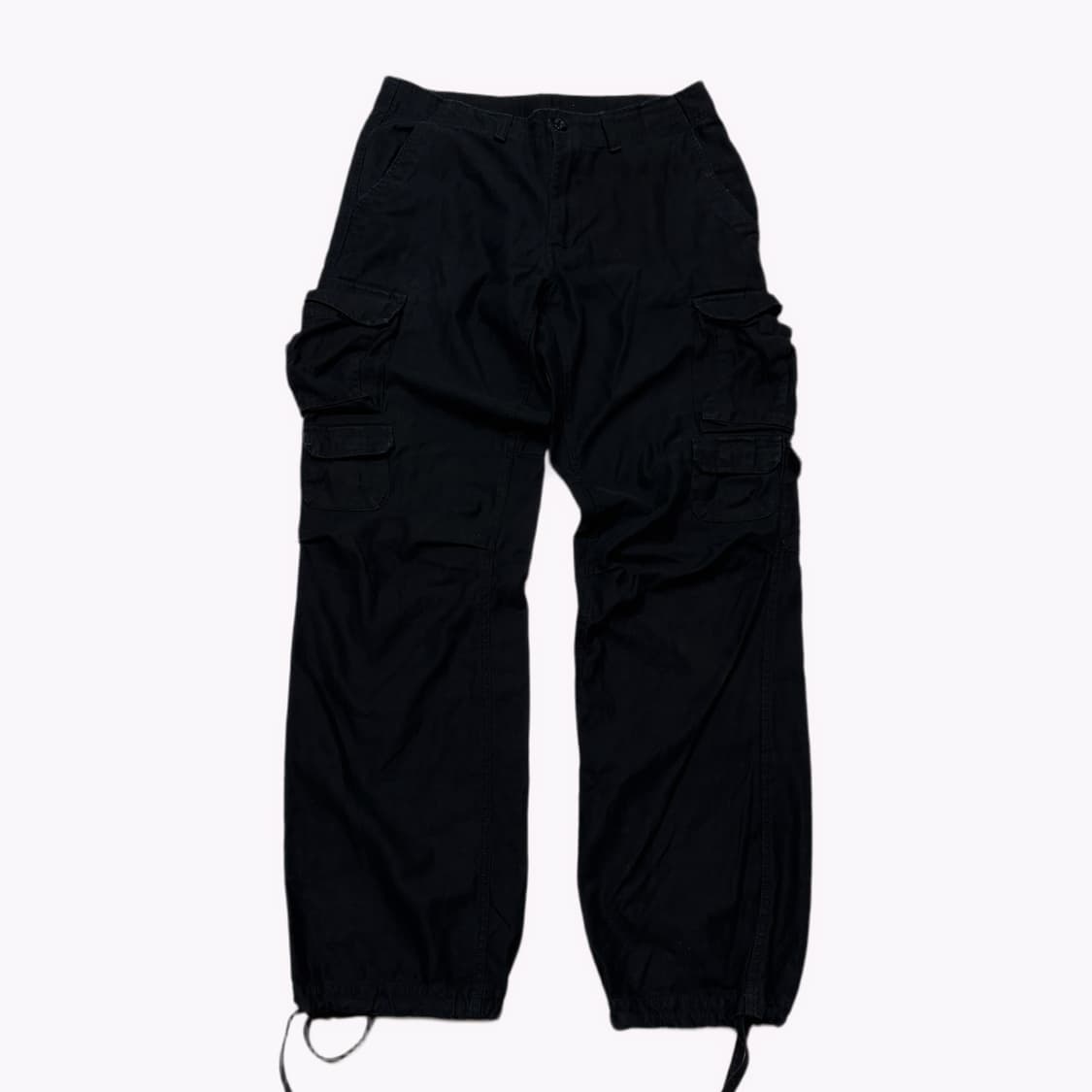 일본 빈티지 블랙 카고 끈 조절 가능 데님 팬츠  상품이미지1