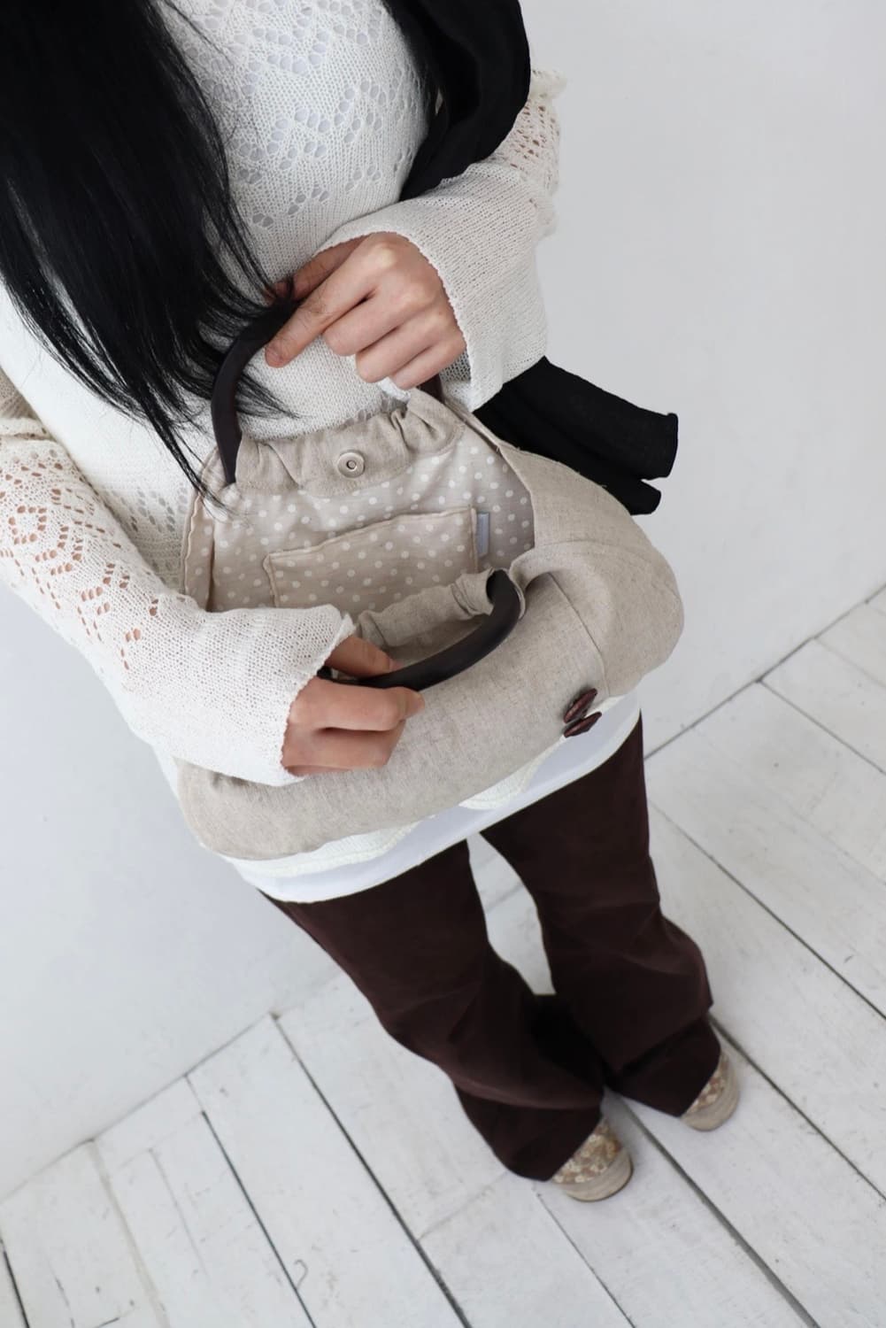 humoo 아티잔 무드 단추 포켓 가방 상품이미지3