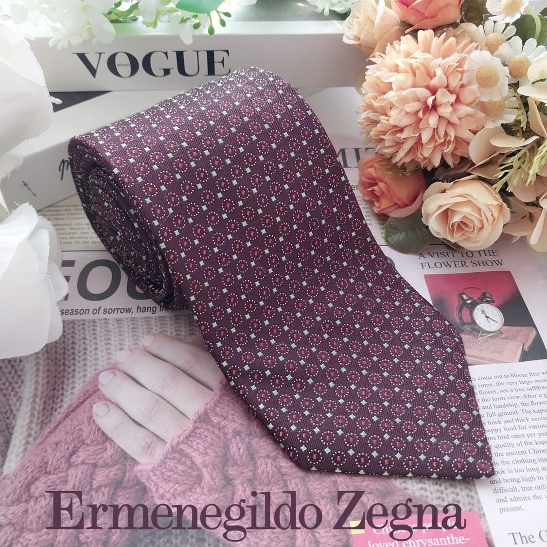 제냐 실크 브라운 자카드 패턴 넥타이 9.2cm A+등급 K1710
 상품이미지2