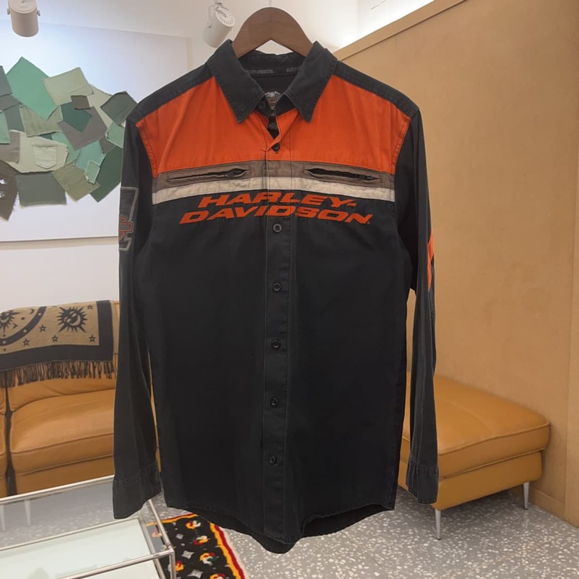 할리 데이비슨 올드스쿨 모터사이클 바이커 셔츠 S C06826 상품이미지3