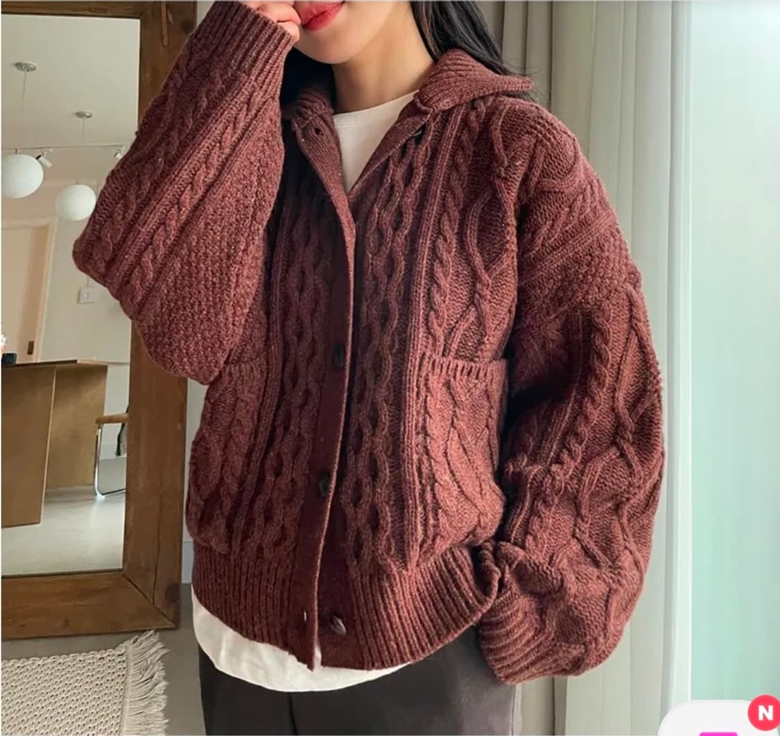 케이블 꽈배기 블루 니트가디건 정가5만원 옷장정리 상품이미지7