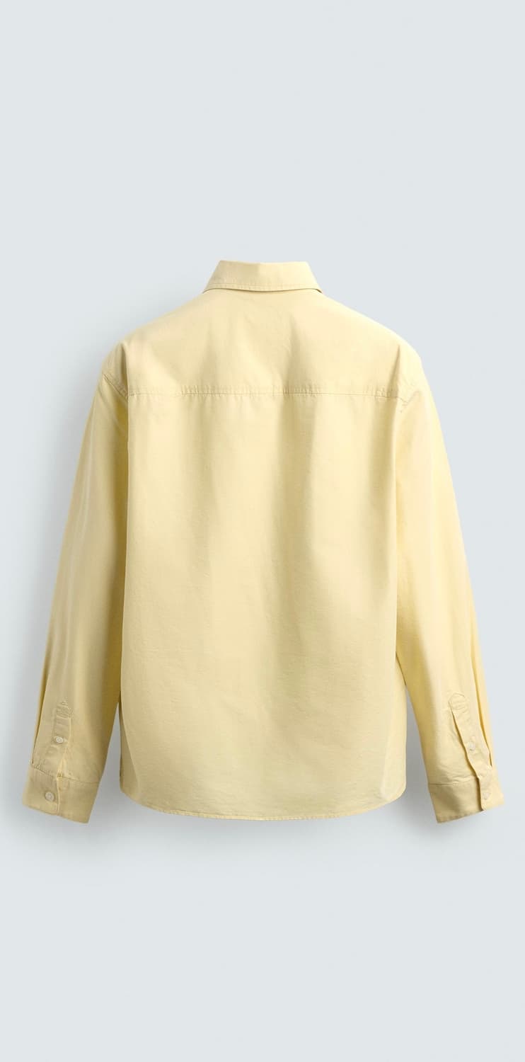 Zara  코튼-라이오셀  포켓 셔츠 (yellow) L 상품이미지3