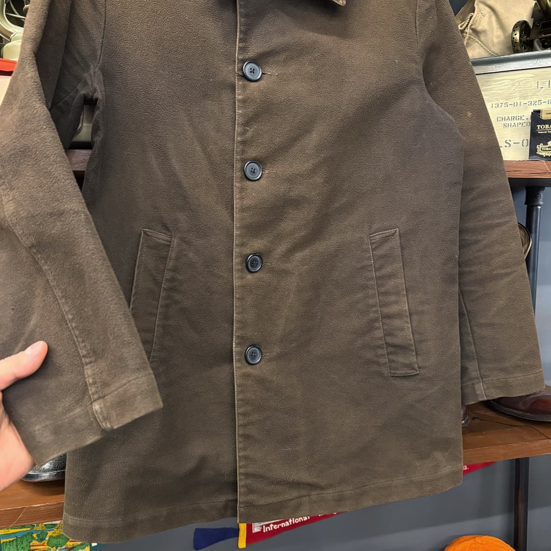 90s 베트라 몰스킨 코튼 프렌치 워크자켓 브라운 N523 상품이미지4