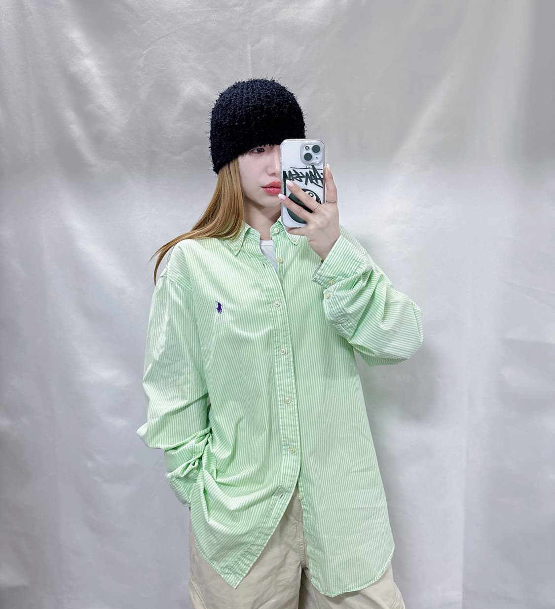 폴로 랄프로렌 그린 스트라이프 셔츠  상품이미지1