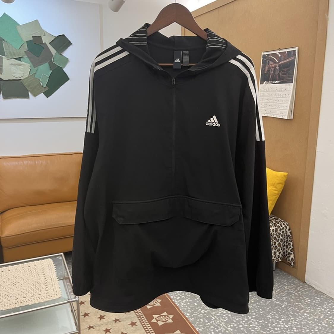 아디다스 캐주얼 스포티 져지 후드 반집업 아노락 3XL C10474 상품이미지3