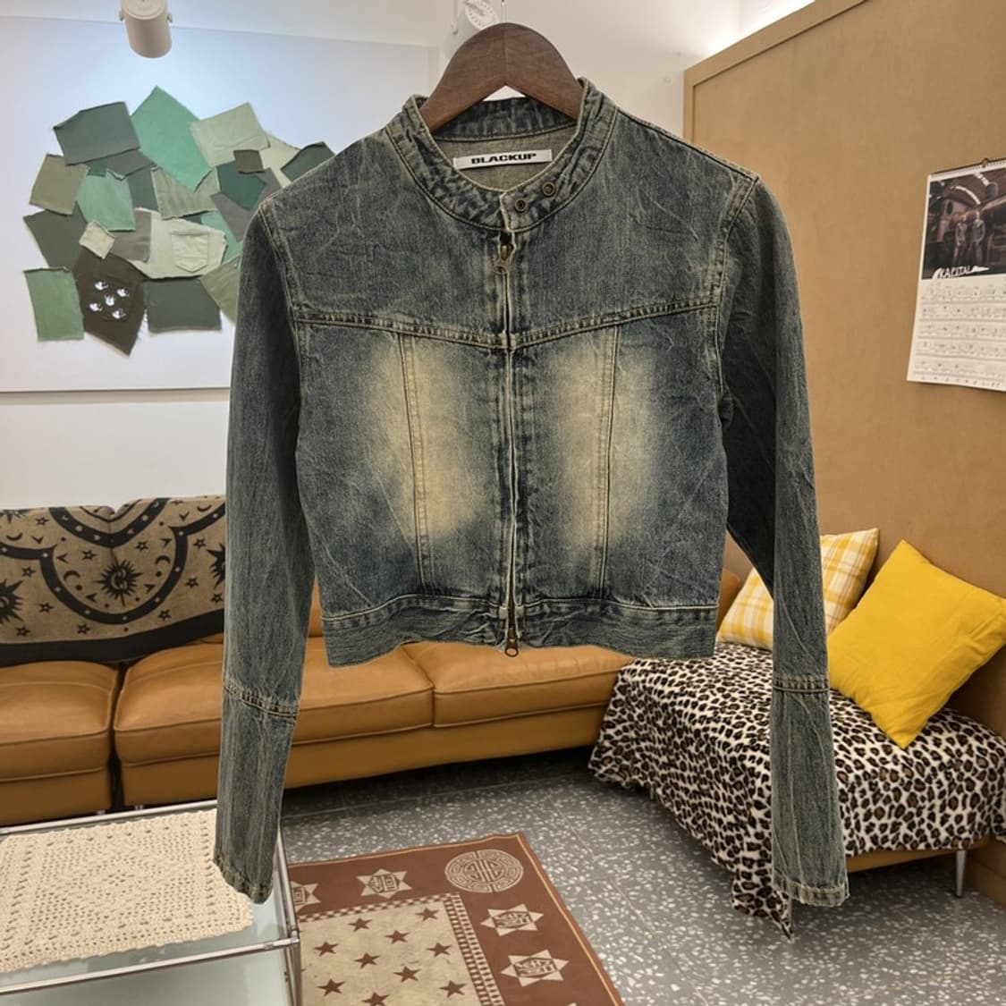 블랙업 빈티지 락시크 핀터걸 워싱 크롭 데님자켓 S C10277 상품이미지3