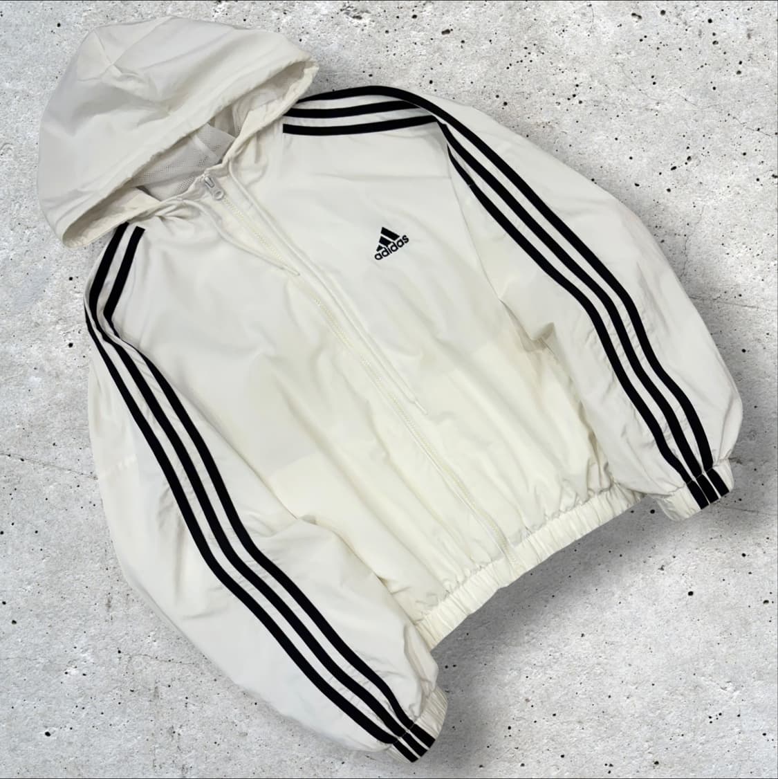 [L] 23s 아디다스 삼선 우븐 후드 바람막이 화이트 D818 상품이미지1